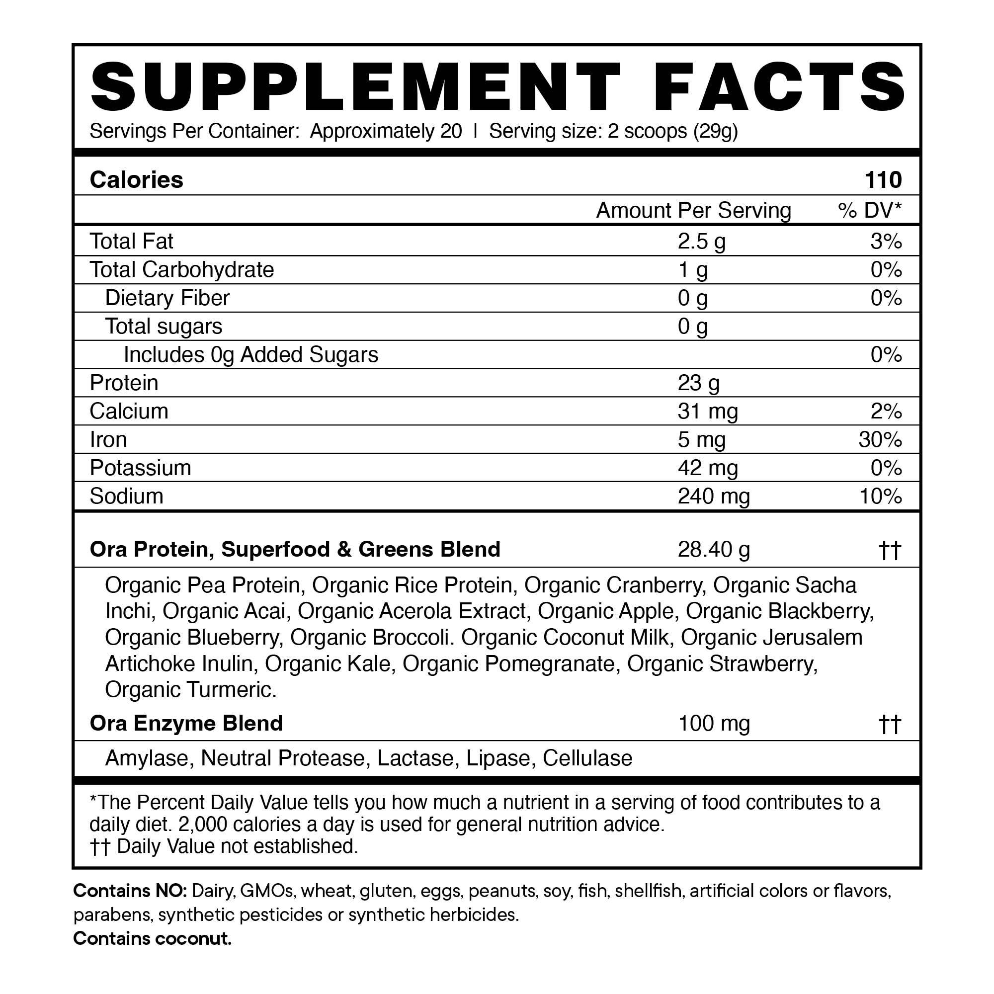 Ora Organic – wholesale Protein/superfood powder – So Lean & So Clean - Protein Powder - Unflavored 20 serv2