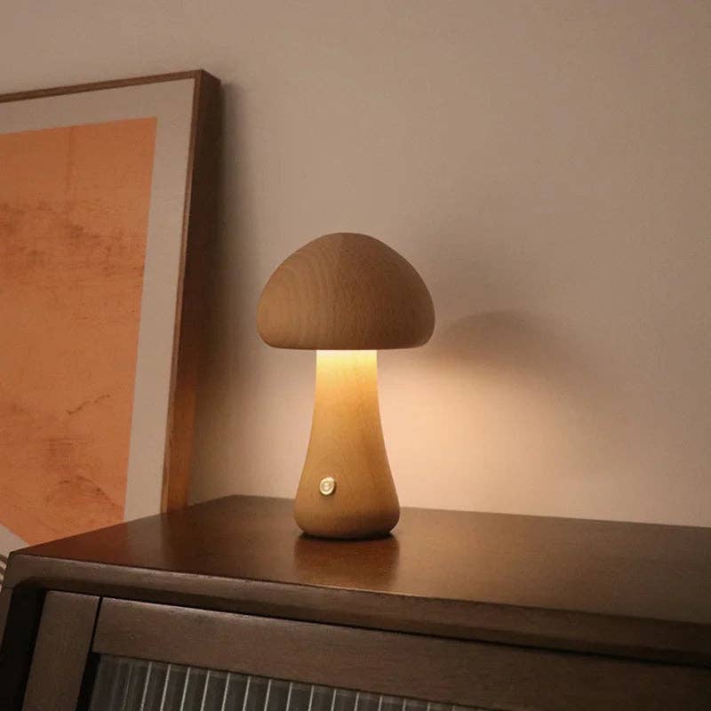 Kiyo Home - Wholesale Accent/Desk Lamp - Wooden Mushroom Lamps | Touch Control Lamp | Rechargeable16