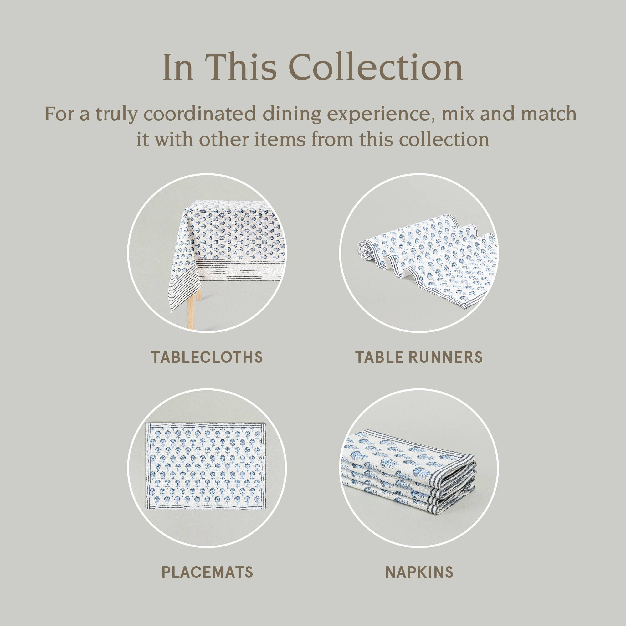 over&back - Wholesale Table Runner -  Hand-Blocked Table Runner Floral Patterns 18x10815