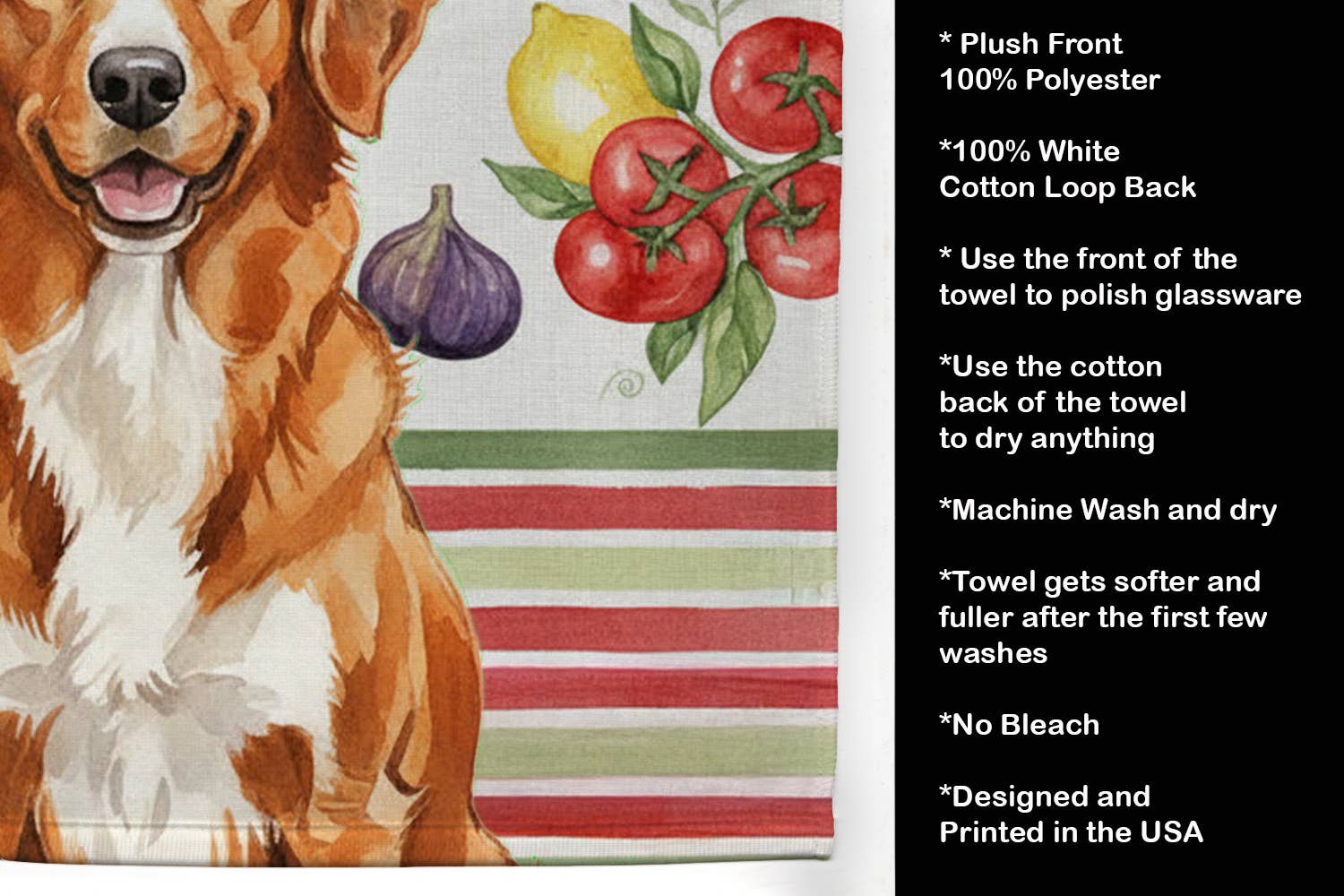 Caroline's Treasures - Wholesale Hand Towel - Orange Nova Scotia Duck Tolling Retriever Vegetables Towel2