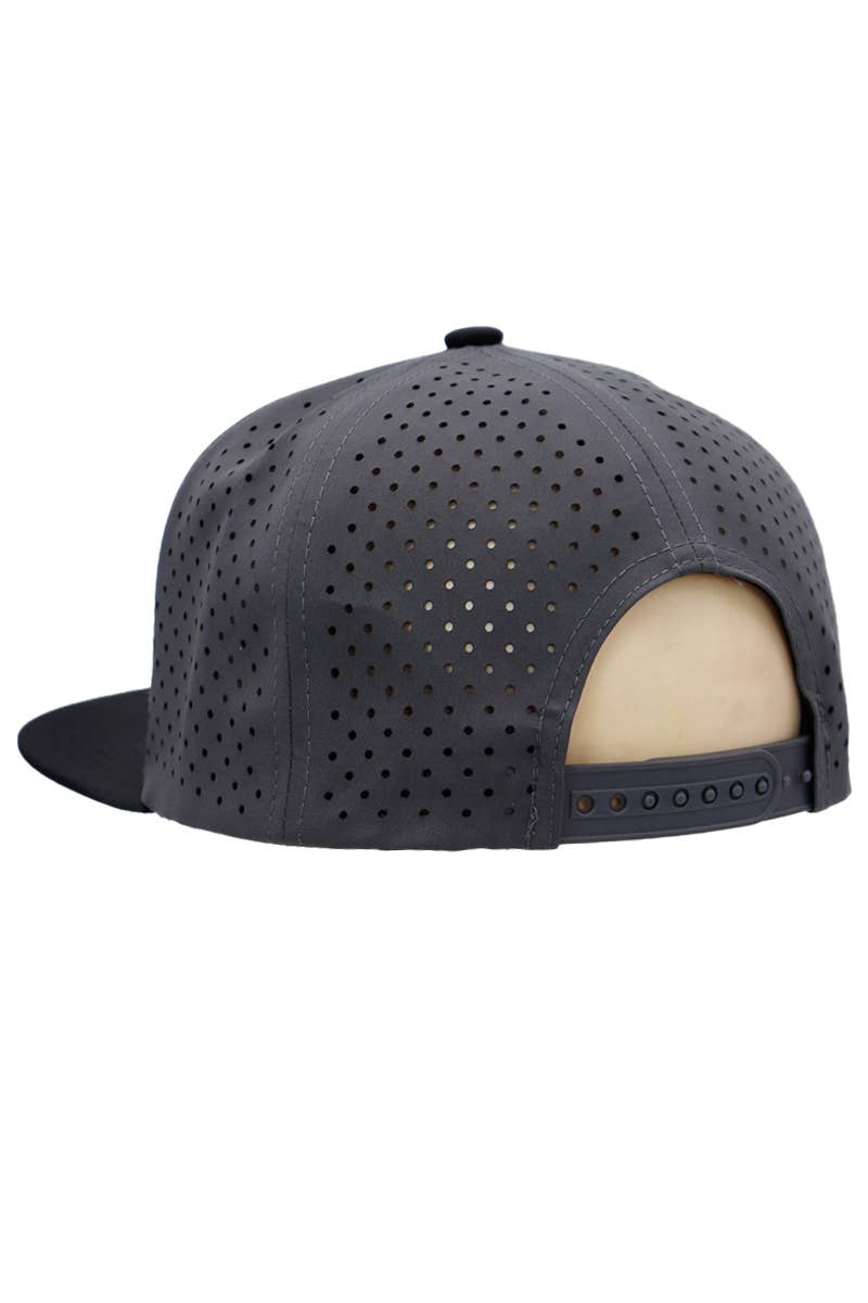 Cap Zone - Wholesale Flat Brim Cap - Men's - Two Tone Six Panel Flat Bill Perforated Snapback2