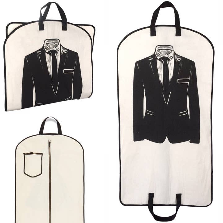 Men's Suit Garment Bag with Pocket, Cream for wholesale by Bag-All