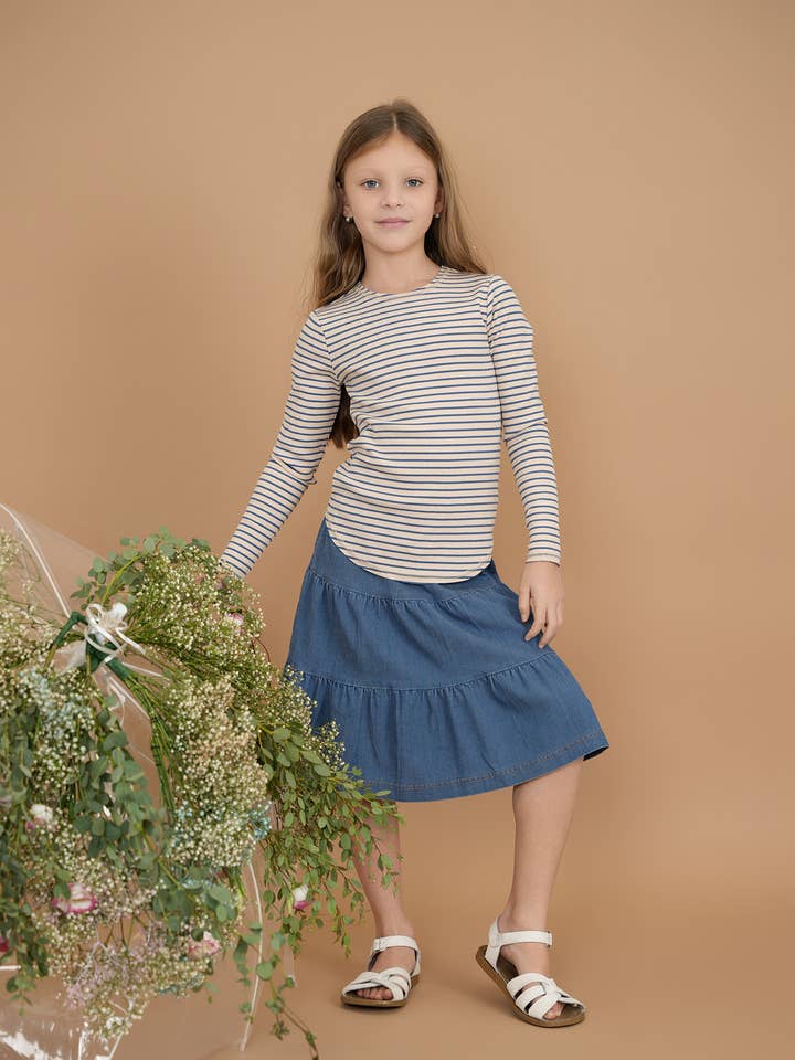 Denim Short Tiered Skirt for wholesale by Hush.Shop