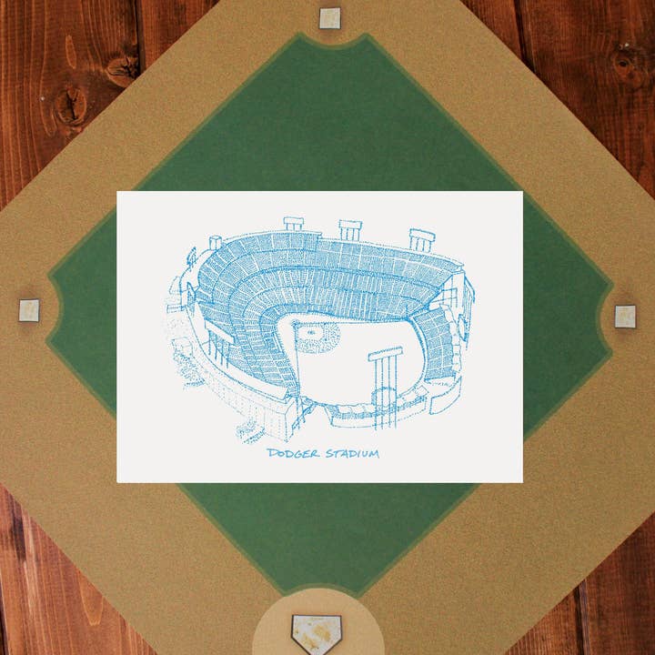 Designs By Patterson - Wholesale Art Print - Dodger Stadium, Home of the Los Angeles Dodgers, Stipple Art