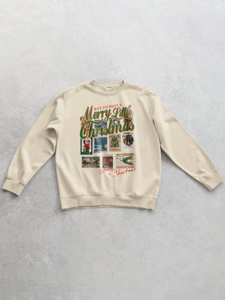The Clandestine Underground - Wholesale Graphic Sweatshirt - Unisex - Have a Merry Christmas, Stamps Oversized 90's Sweatshirt