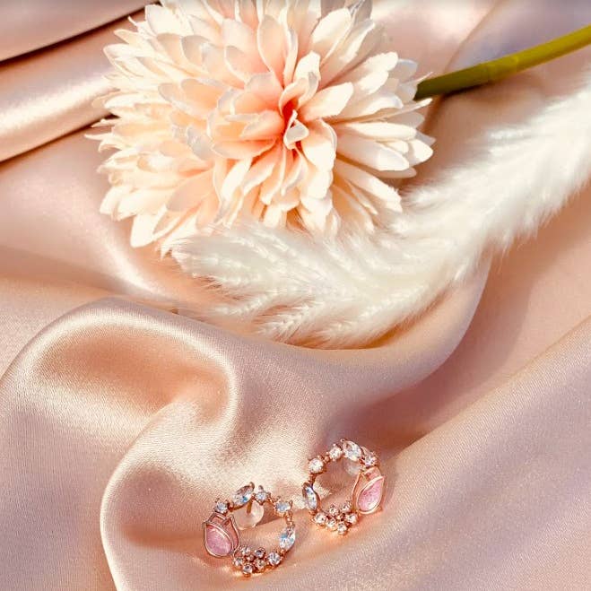 Rose Gold Floral Wreath Earring for wholesale by AK Brand