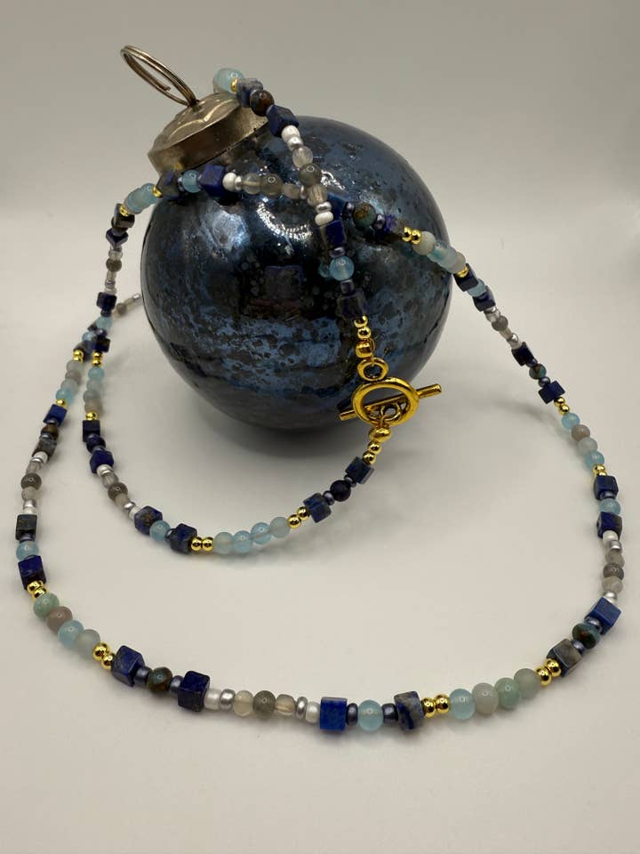 Blue Sardonyx Beaded Necklace for wholesale by Ahimsa Gems