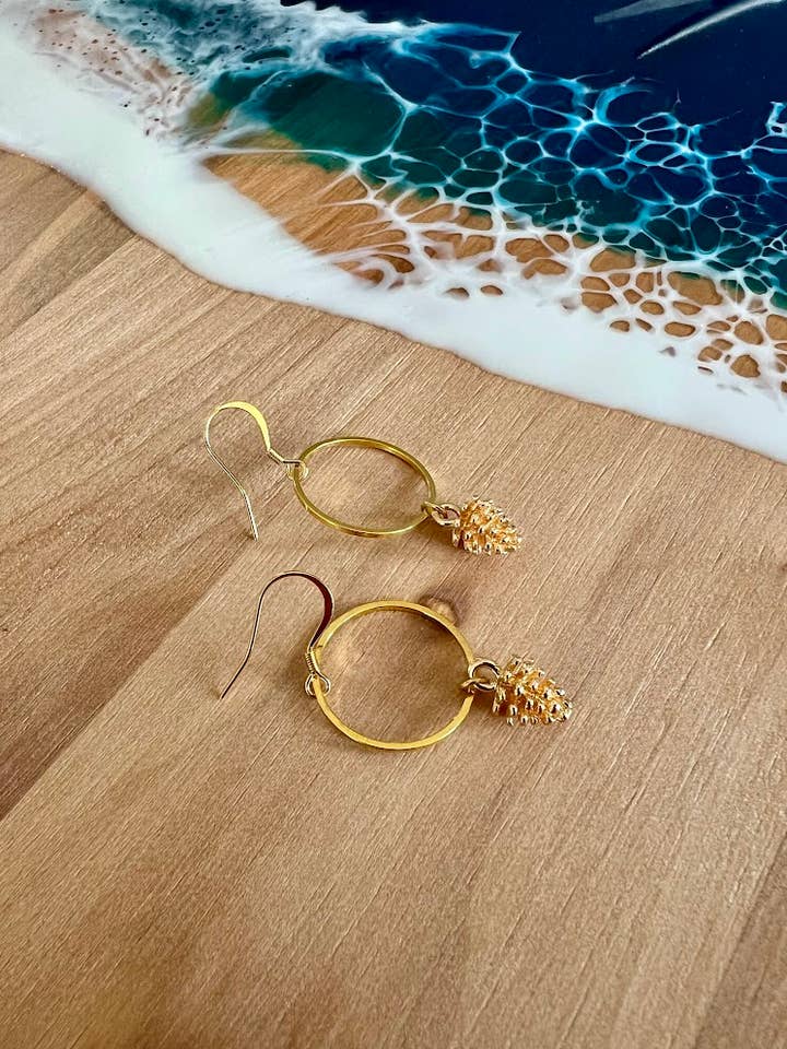Golden Pinecone Earrings for wholesale by Northcast LLC