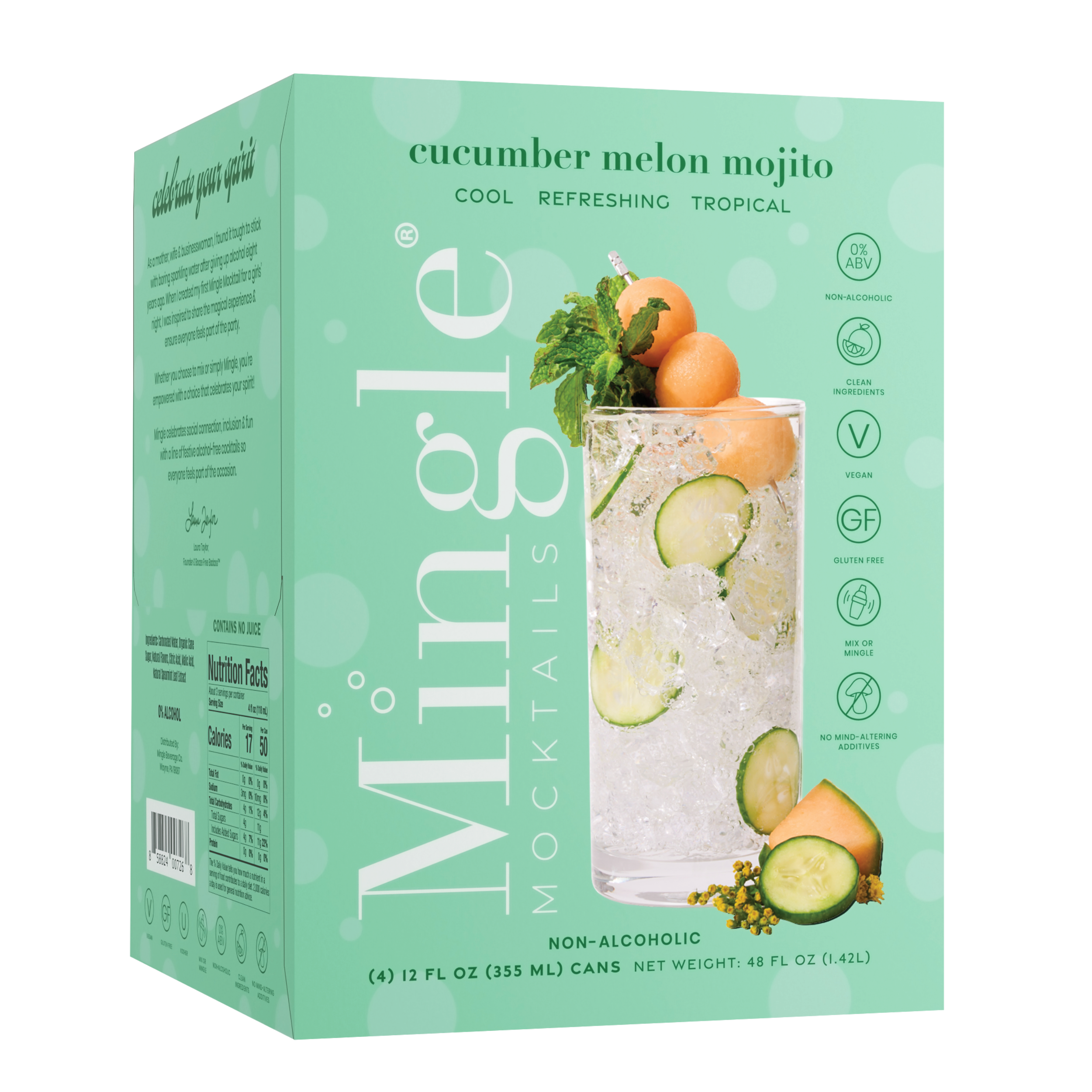 Mingle Mocktails - Wholesale Non-Alcoholic Aperitif/Mocktail - Cucumber Melon Mojito Sparkling Mocktail (6 x 4pk)1