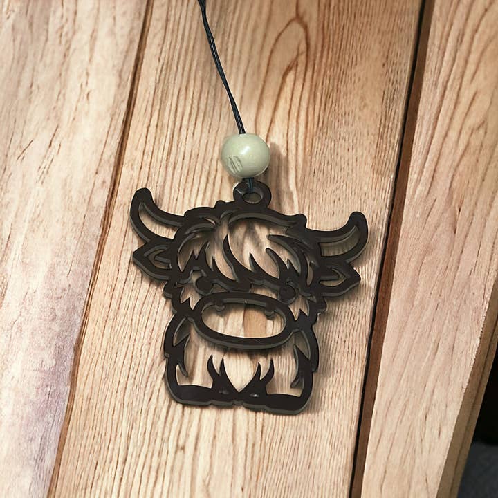 Y'all-ternative - Wholesale Car Decorative Charm - Unisex - Brown Highland Cow Car Charm