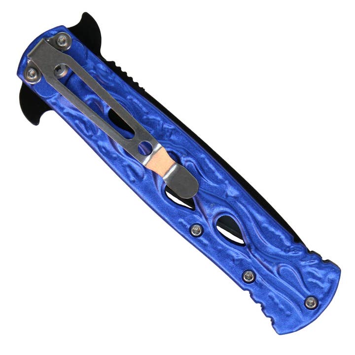Hot Leathers – Engroshandel Lommekniv/holder – Hot Leathers Blue Flame stiletkniv KNA1171