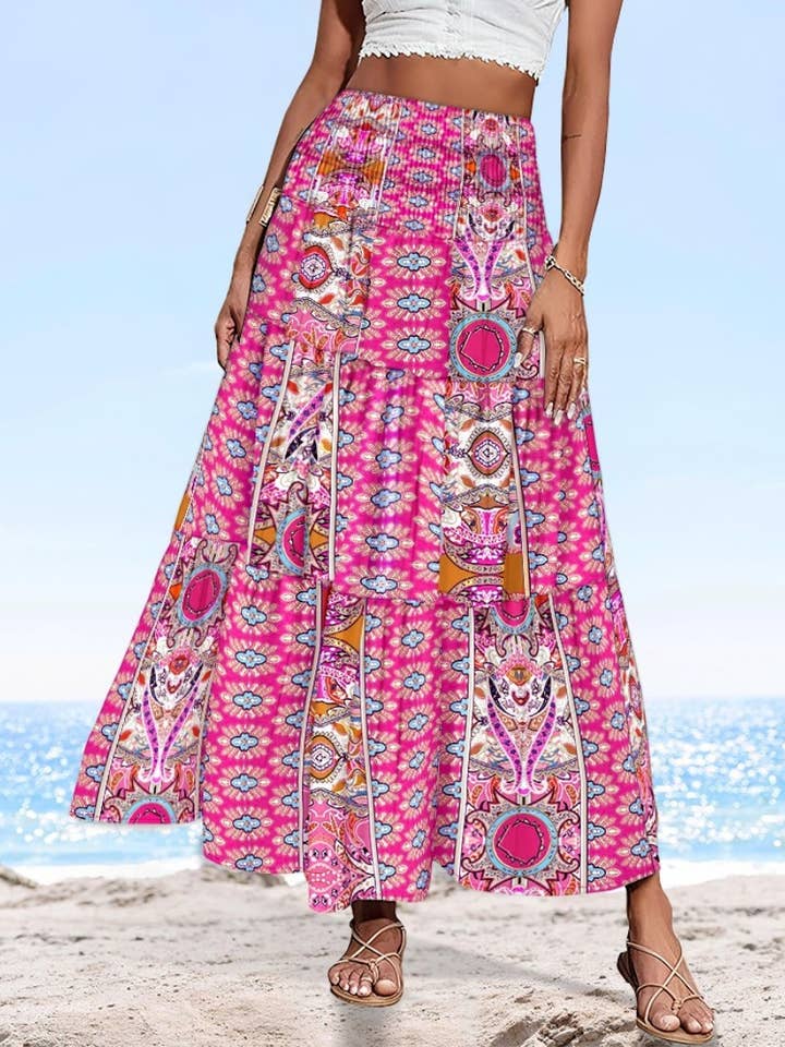 Rosa Clothing - Wholesale Skirt - Women's - Swing Style Bohemia Ethnic Floral maxi skirt11