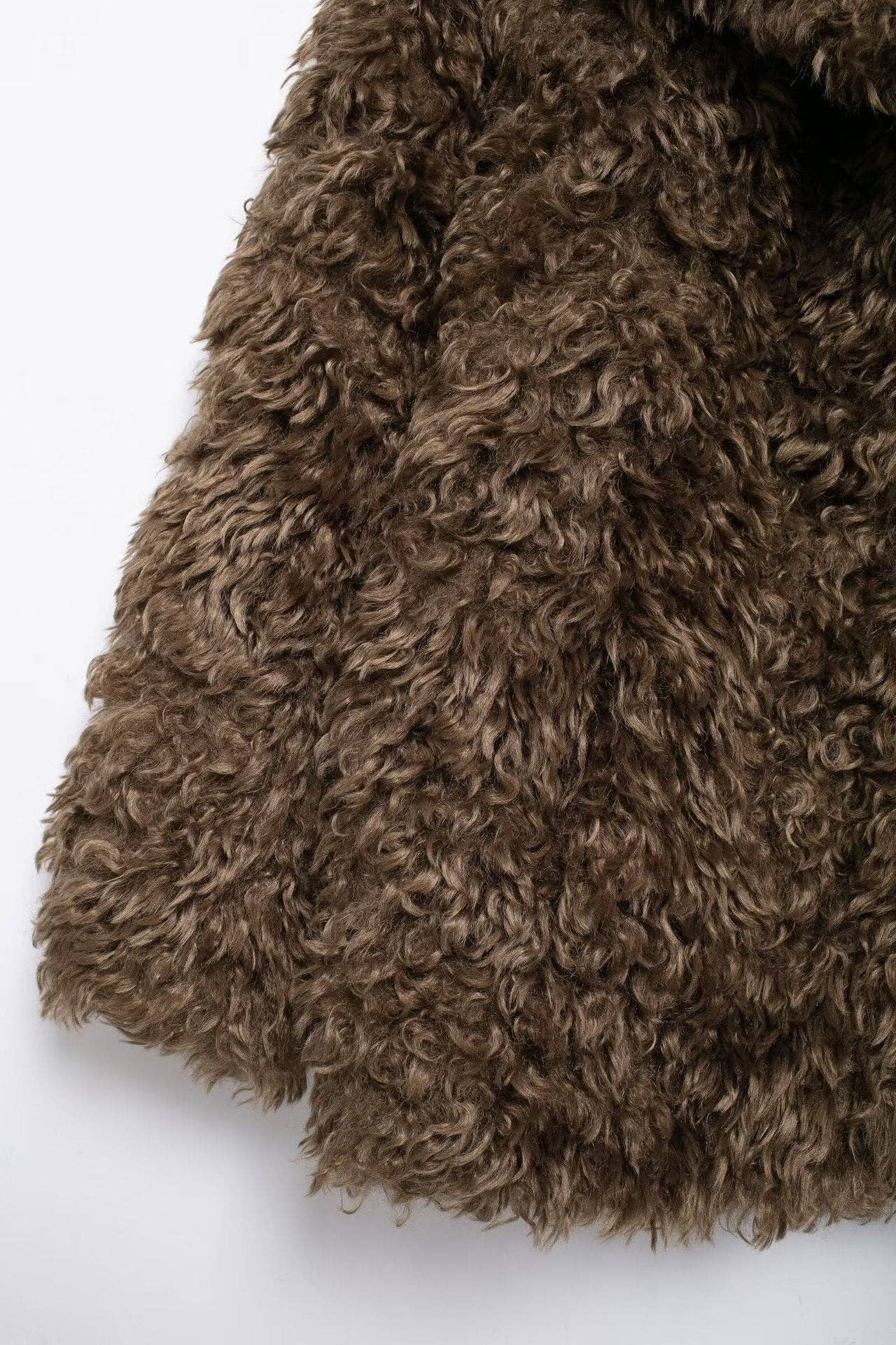 Rich Brown Cozy Faux Fur MidLength Coat  Autumn 2025 for wholesale on Faire6