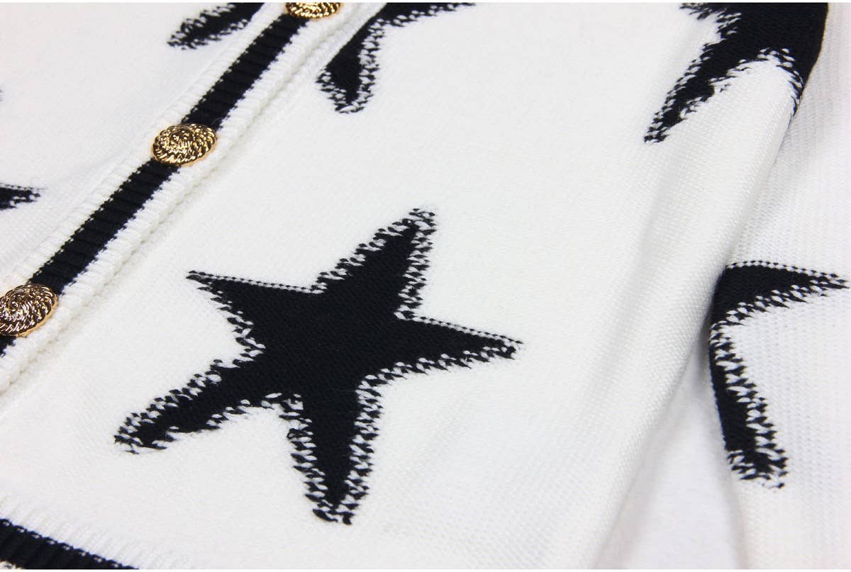 Productseeker - Wholesale Cardigan - Women's - JK029 Chic Star-Pattern Knit Cardigan - Spring/Autumn Top10