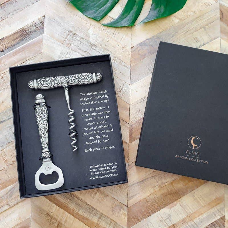 CLINQ - Wholesale Bottle/Wine Opener - Carved Handle Corkscrew Set3