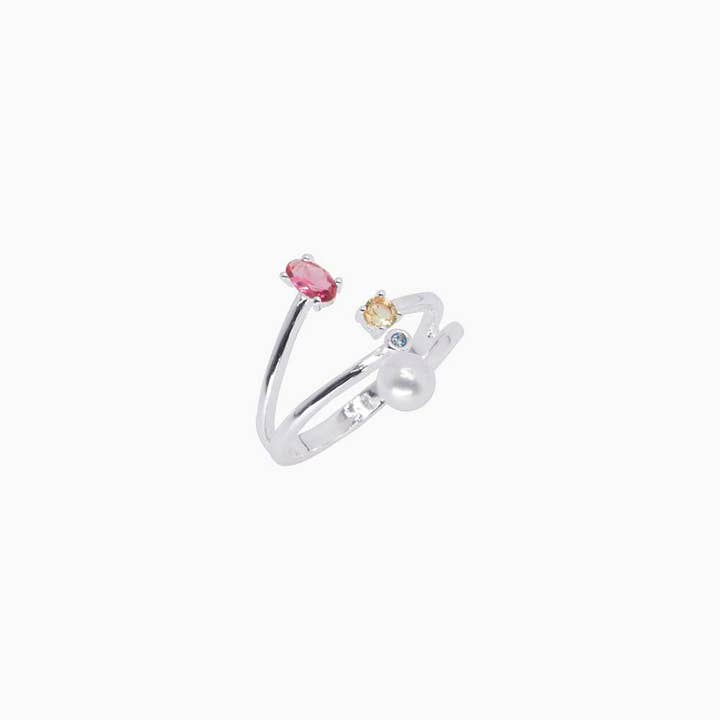 Pink Citrus Sparkler Open Ring • White Gold for wholesale by Romilt London