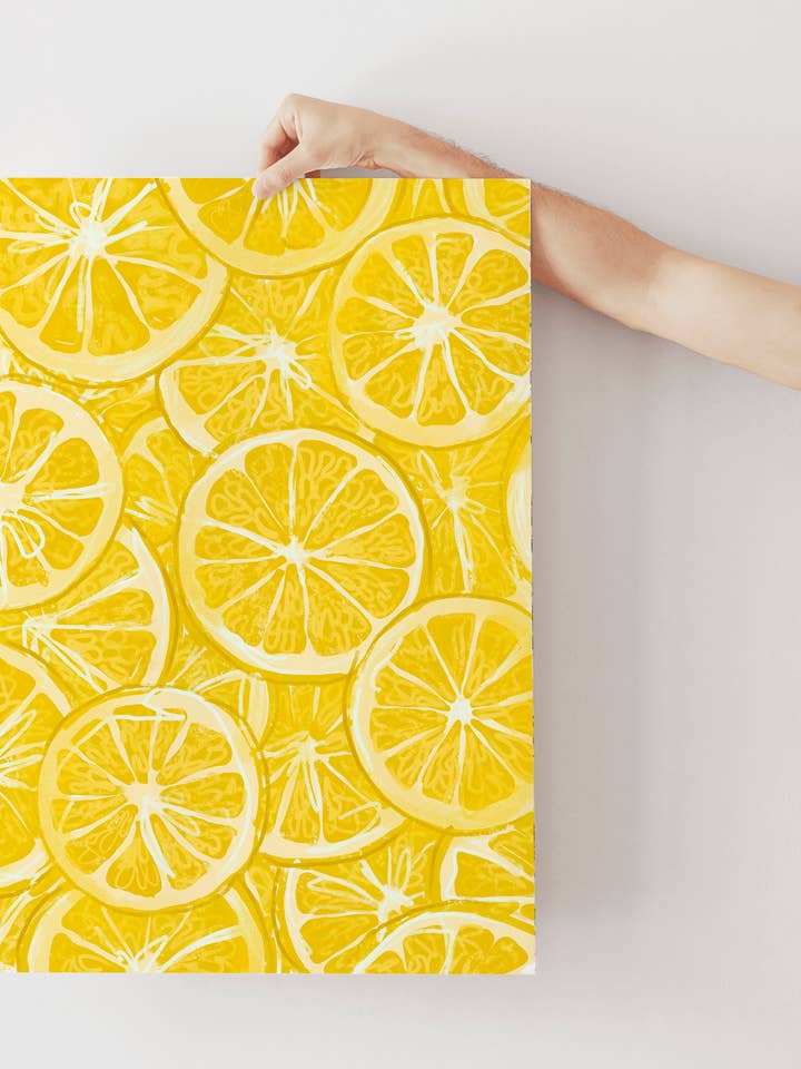 Sliced Lemons - Eclectic Bright Yellow Lemon Art Print for wholesale by Rhinestone Rodeo Art