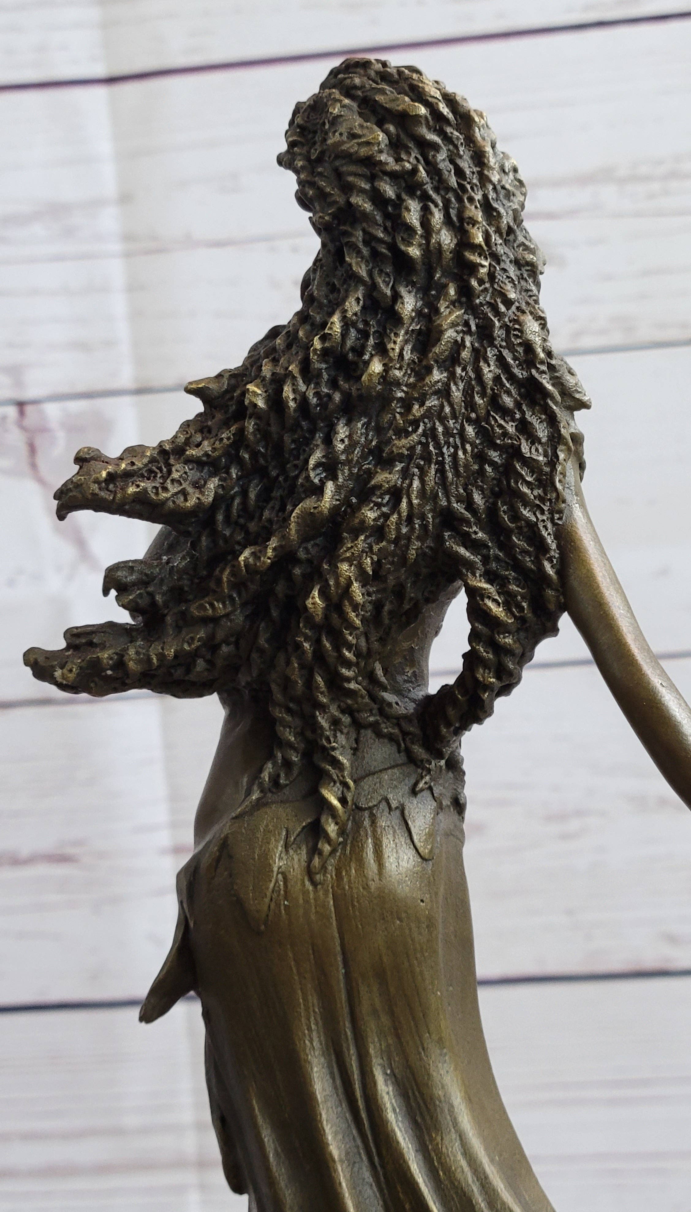 Bronzhaus - Wholesale Sculpture - Gaia Earth Mother Nymph Female Figure Bronze Sculpture Statue on Marble Base7