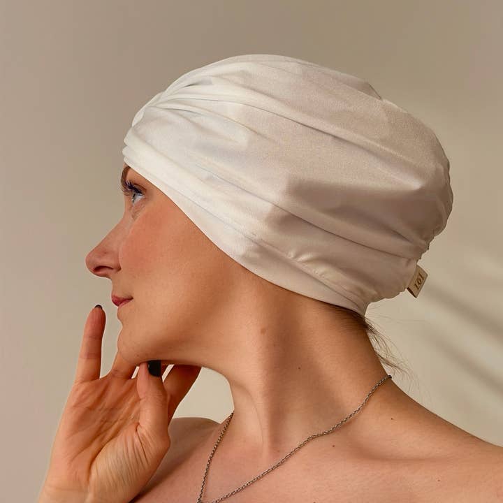 Diva White Jersey Lined Drying Turban for wholesale by Dilly Daydream