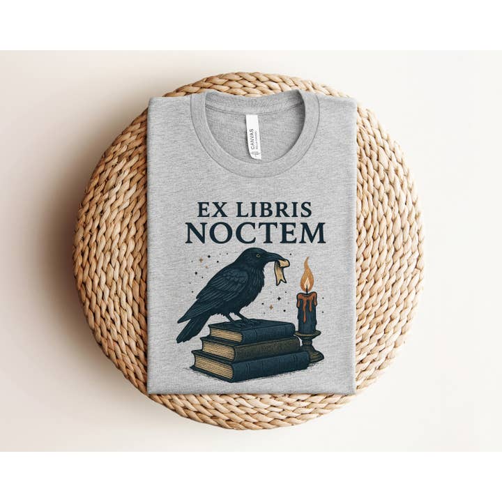 The Obstinate Octopus - Wholesale Screen Printed T-Shirt - Women's - "Ex Libris Noctem" Night Reader's T-Shirt2