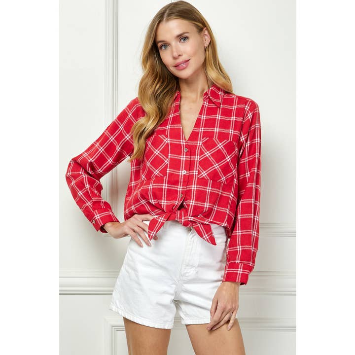 LÄSSIGES KARIERTES LANGARMSHIRT MIT KNOTEN für den Großhandel von Winslow Collection