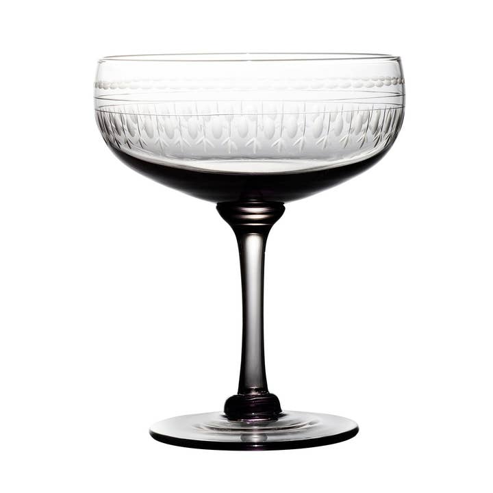 fire røgfarvede krystalcocktailglas med ovalt design for engroshandel hos The Vintage List