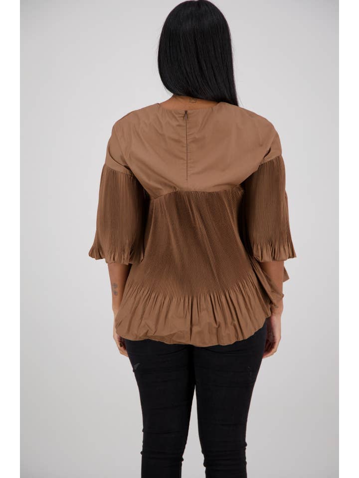 Advance Apparels - Wholesale Blouse - Women's - Back-Zip Accordion Top SW-59724