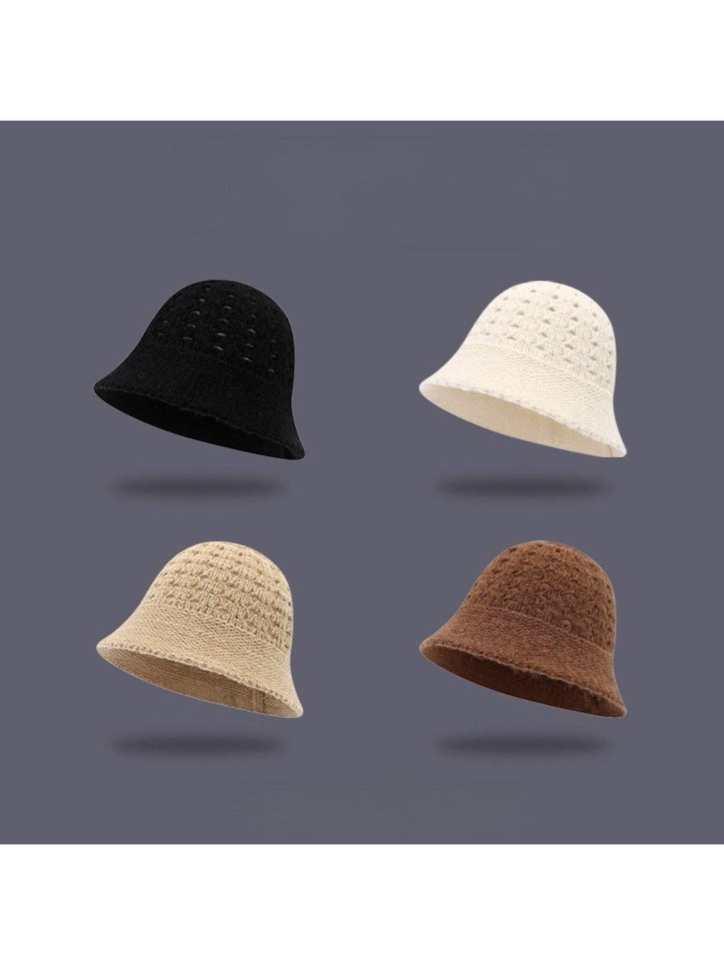 Funkyrel® Atzbranding Limited - Wholesale Bucket Hat - Women's - Haila - Winter Openwork Knitted Bucket Hat6
