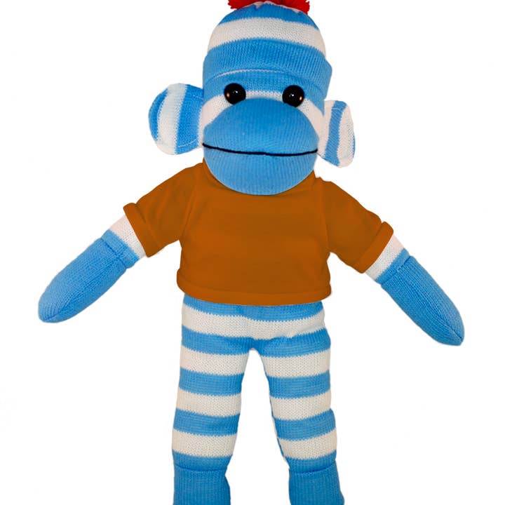 Plushland - Wholesale Stuffed/Plush Toy - Kids & Baby - Blue Sock Monkey Bean Bag animal 10"13