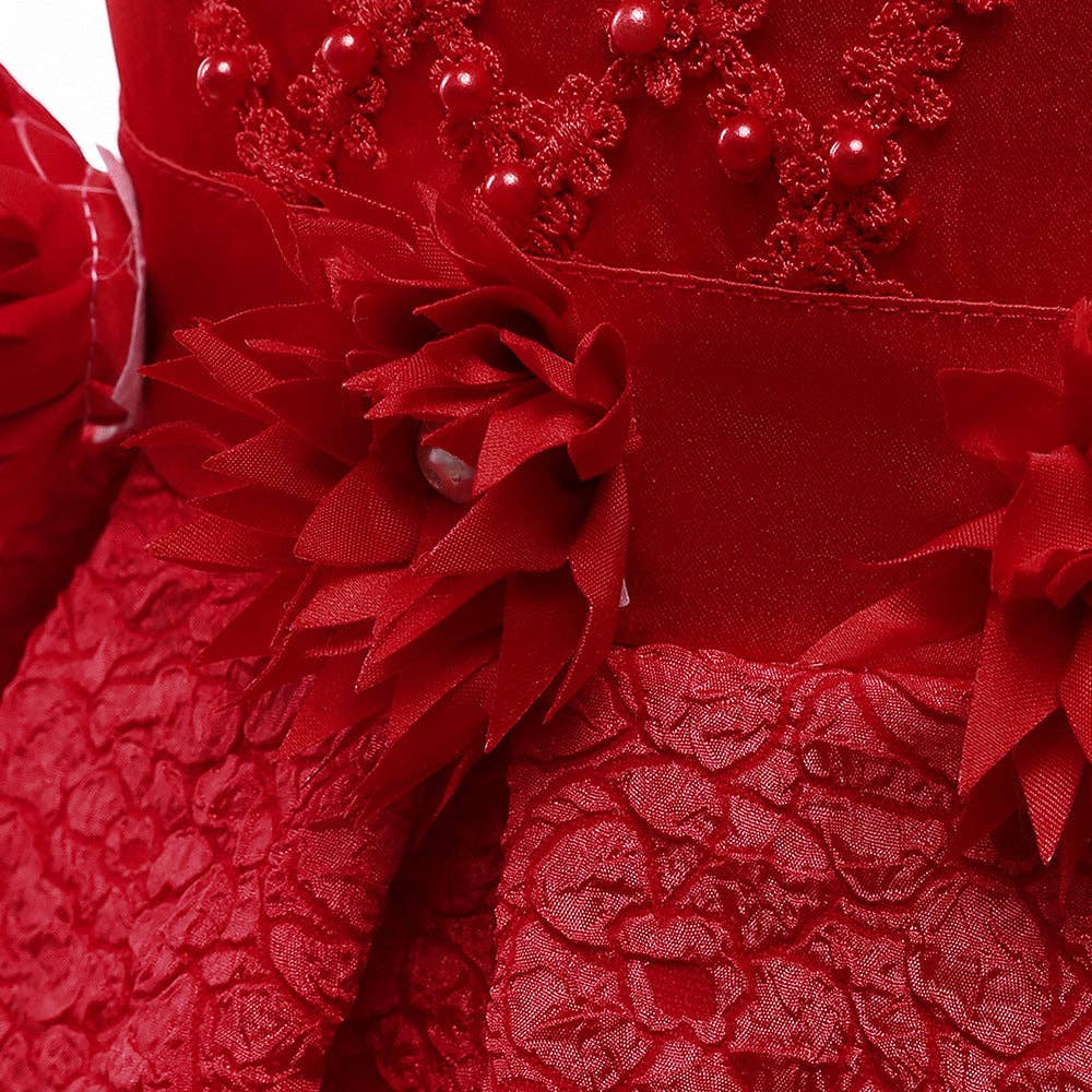 MyKids-USA® - Wholesale Dress - Kids - Baby Girl Flower Patched Design Solid Color Sleeveless Princess Formal Dress15