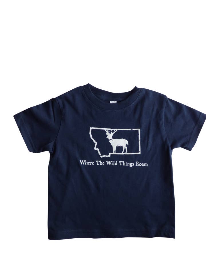 Toddler Navy with White Wild Deer Shirt for wholesale by Montana Tees