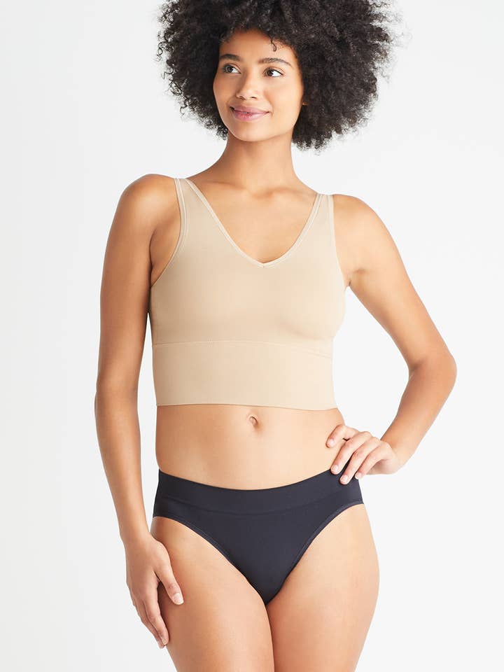 Almond Claudia Longline Bra Top w/ Removable Pads for wholesale on Faire