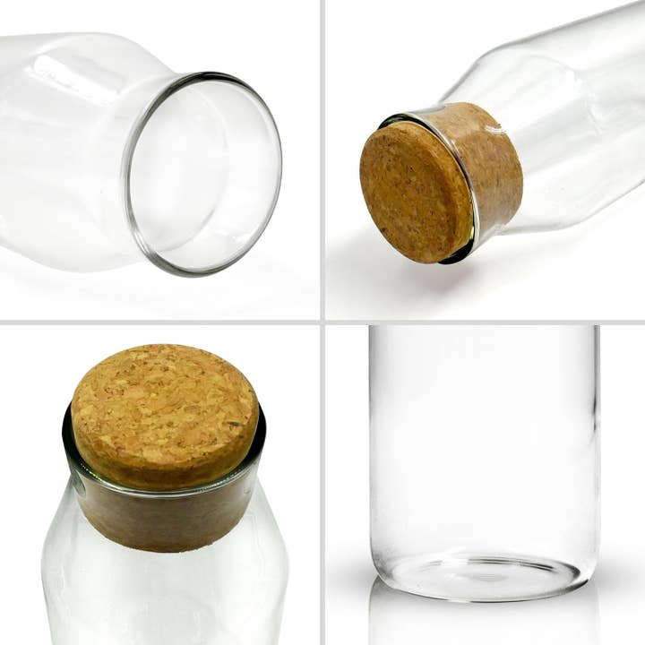 Jara Trading – wholesale Carafe – Glass Carafe - 1L Water Carafe with Lid - Versatile Clear Glass Bottle with Cork Lid, Used as a Bedside Water Carafe, Beverages or Non-Food Items Like Laundry Detergent Storage2
