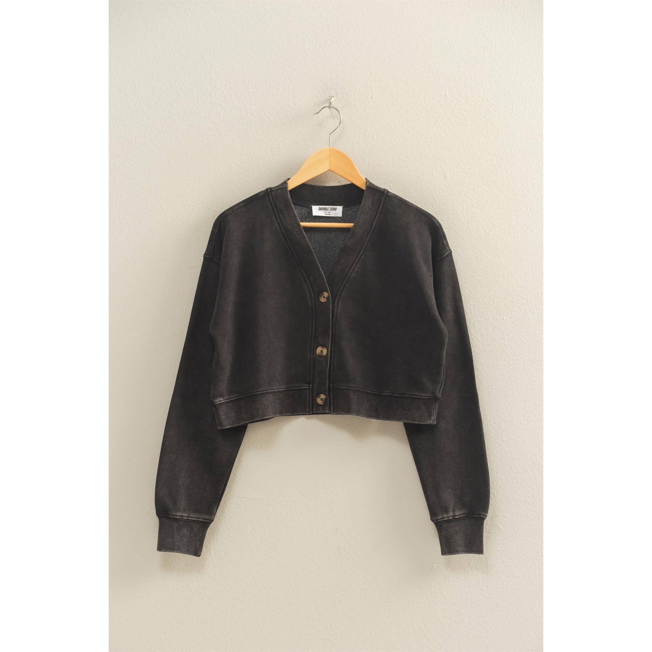 Double Zero - Wholesale Cardigan - Women's - Washed French Terry Cropped Cardigan23