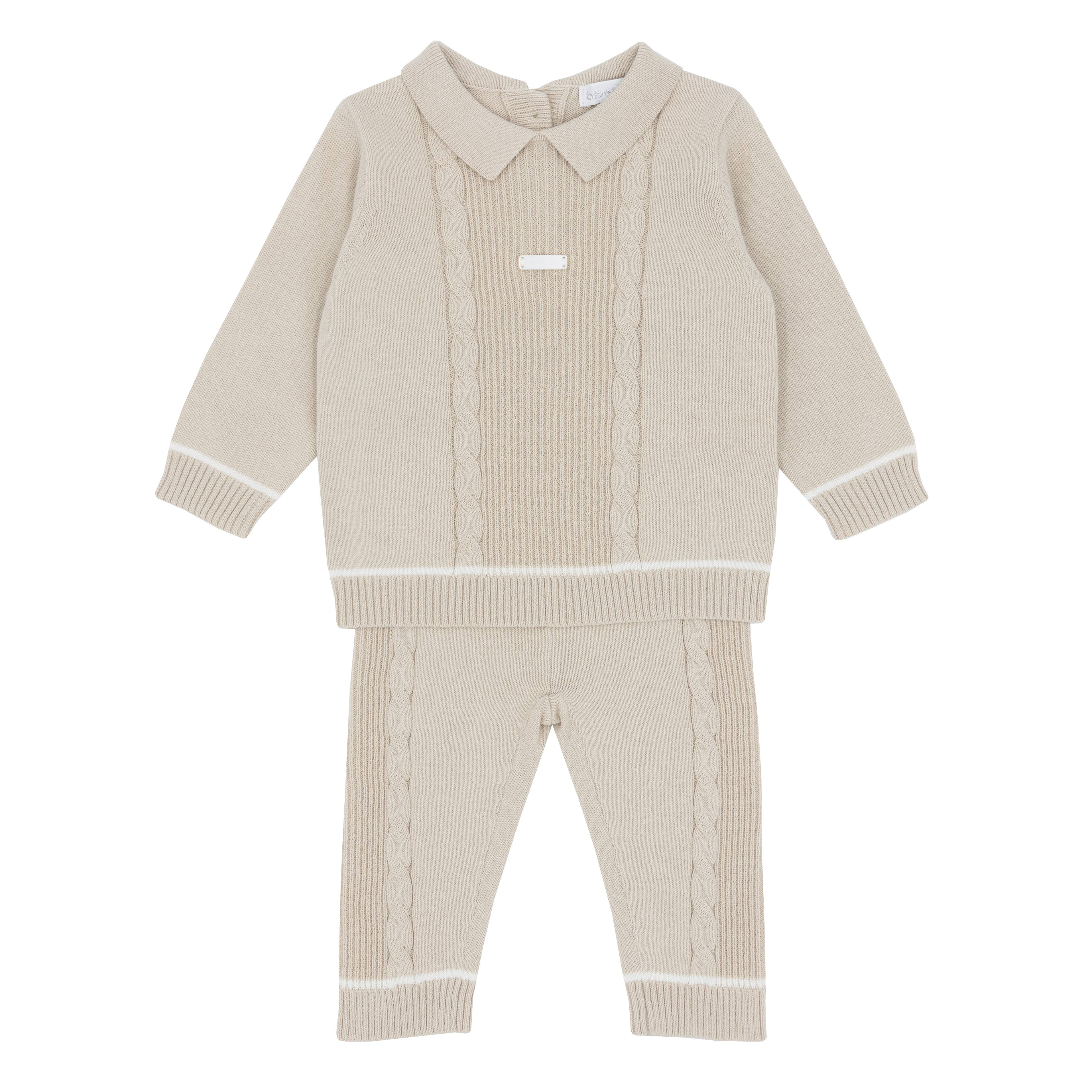 EMMEN Boys Beige Knitted Two Piece Set for wholesale on Faire0
