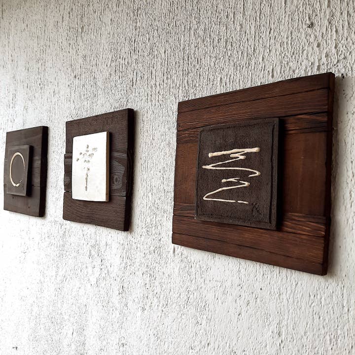 Trio schilderijenset, keramische wanddecoratie. voor wholesale door Galoartworks