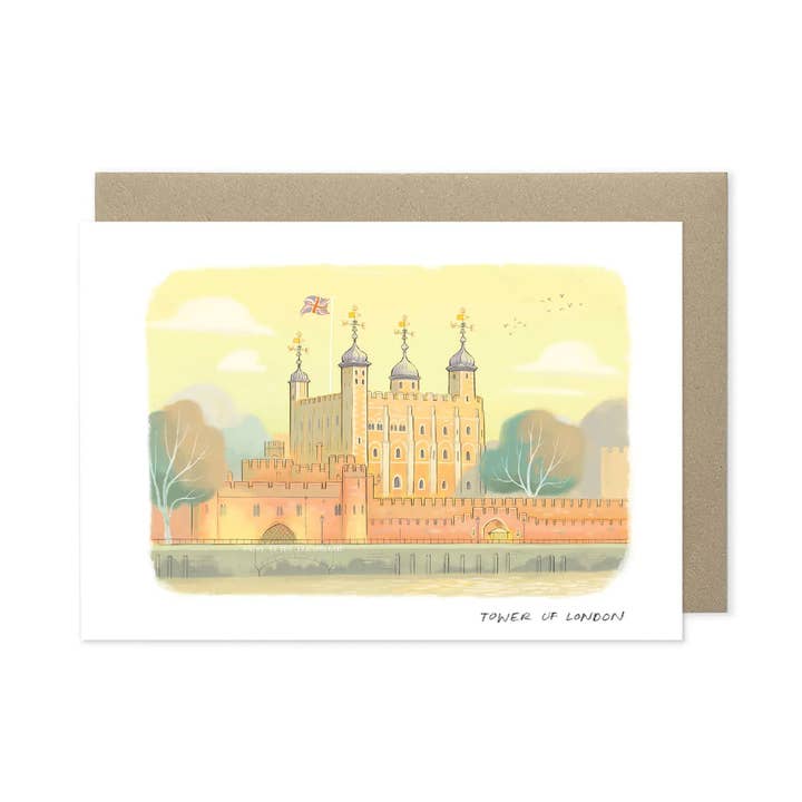 Tower of London Landmark Greetings Card for wholesale by Mike Green Illustration