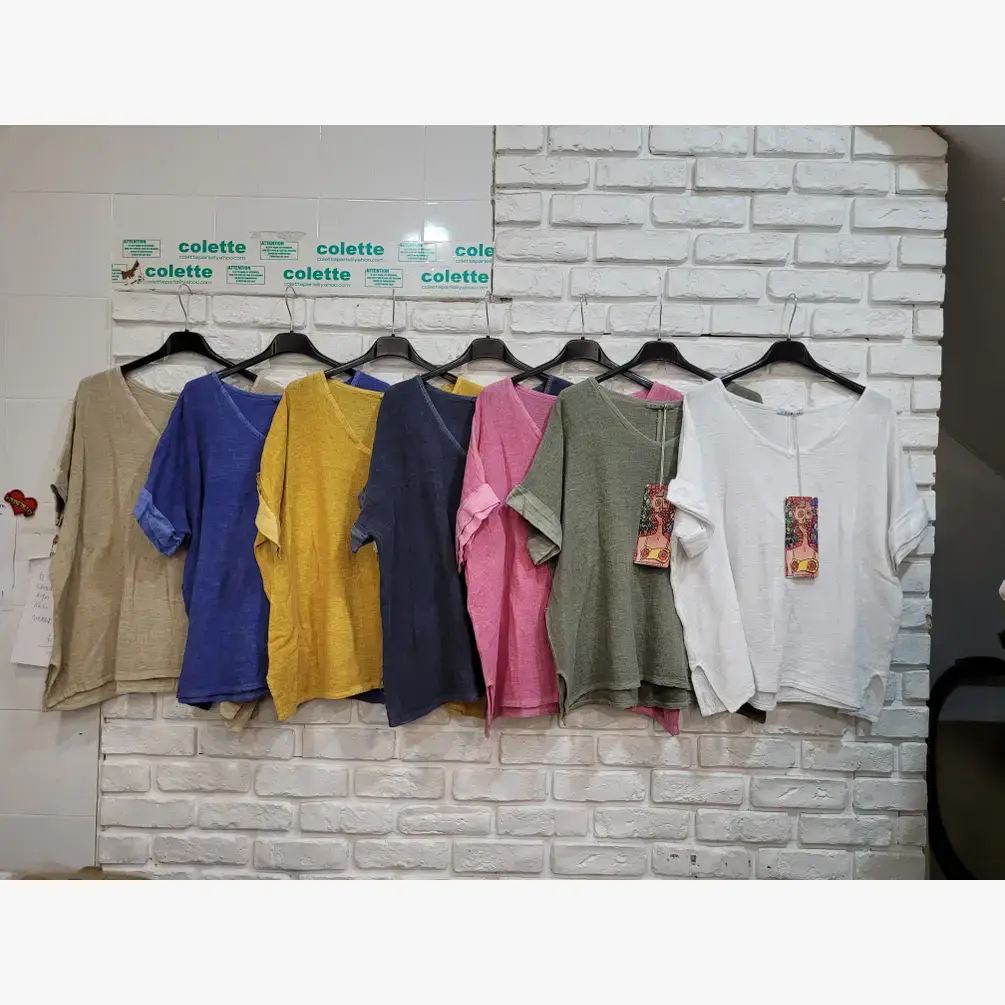 la maison des fibres naturelles – Engroshandel T-shirt – til kvinder – T-shirt i hør- og bomuldsblanding, 10 % hør, 90 % bomuld, model 676313