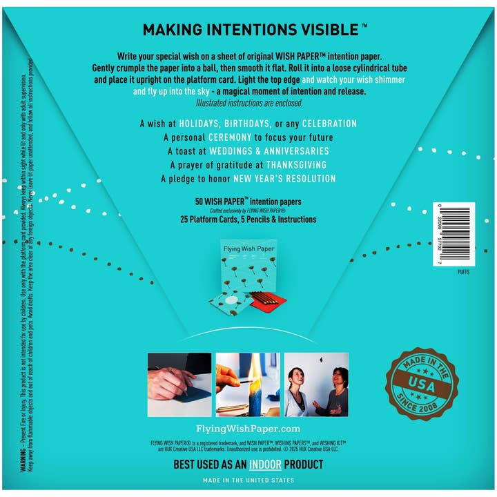 FLYING WISH PAPER ® - Wholesale DIY Craft Kit - PUFFS, 50 WISH PAPER™ Wish Craft Kit Celebration Wish Ritual1