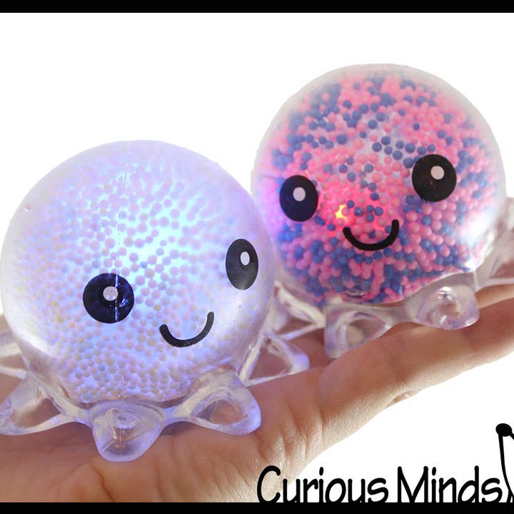 Curious Minds Toys – wholesale Fidget Toy - Barn – 1 Light Up Octopus - Luft och frigolit Bead Filled Squeeze3