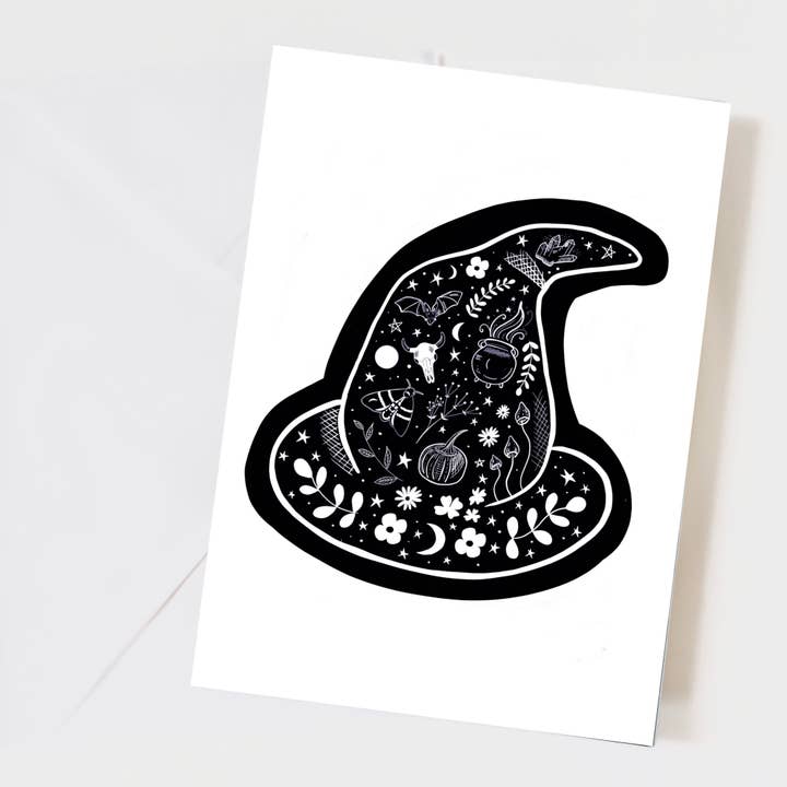 Glitter and Earth – wholesale Halloween card – Lino Witches hat