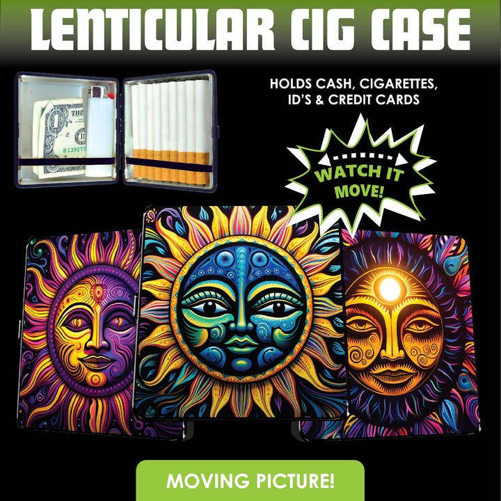 Novelty Brands - Wholesale Humidor/Cigar Accessory - Metal Cigarette Case with Lenticular Front - 8 Piece Display