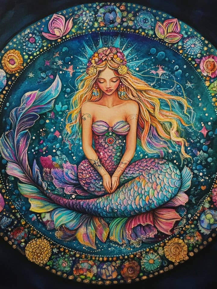 Charmed Fall Mermaid Tambourine and Ribbon Wall Art for wholesale by Bodhi Leaf Market