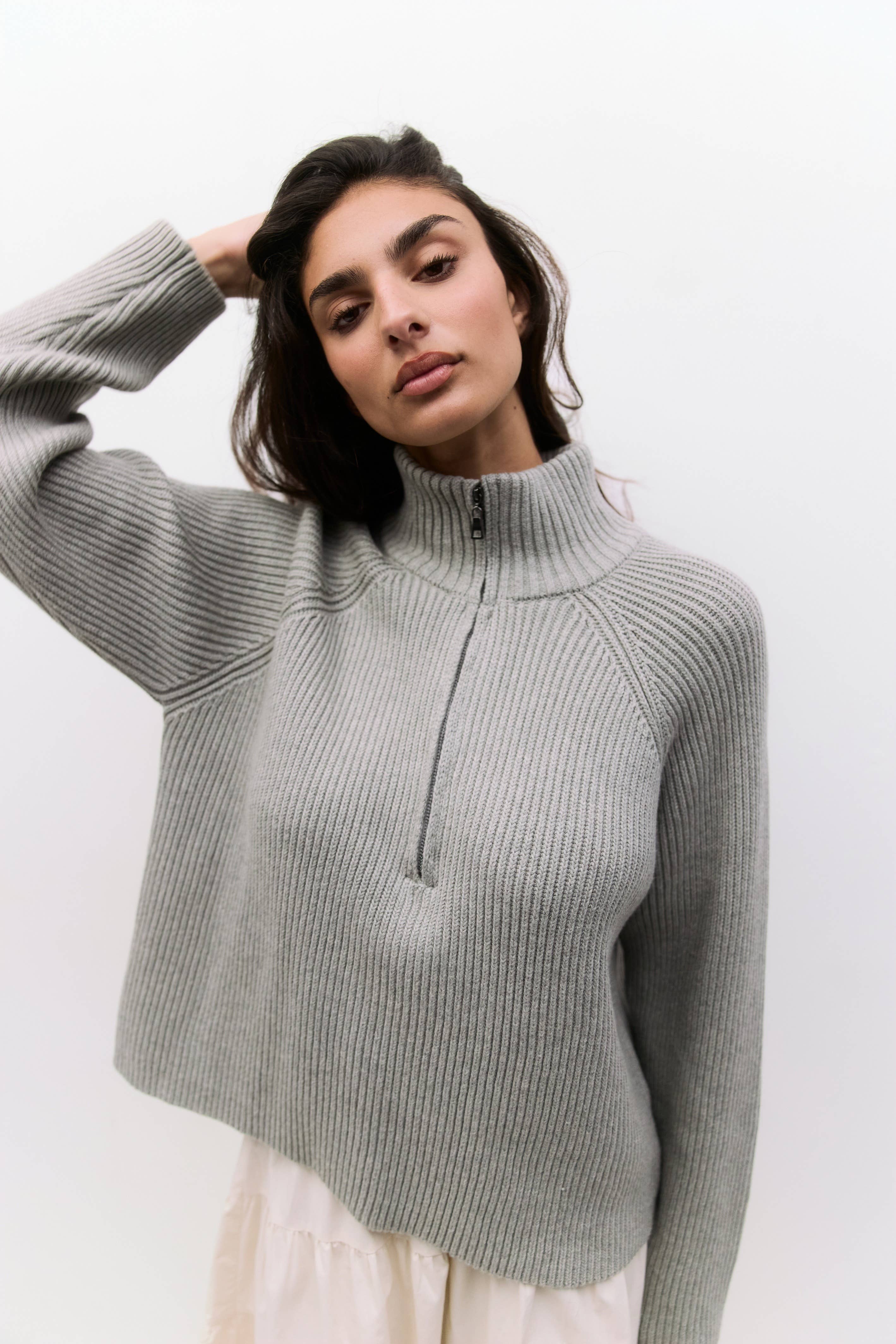 MOD REF - Wholesale Knit Sweater - Women's - The Jules Sweater | Half-Zip Chunky Sweater9