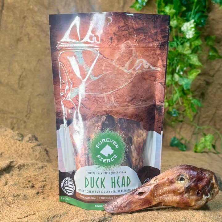 Furever Fierce (formerly Furever Primal) - Wholesale Pet Treats - Dog - Duck Head Bag of 3 Dog Chew - Natural Single Ingredient