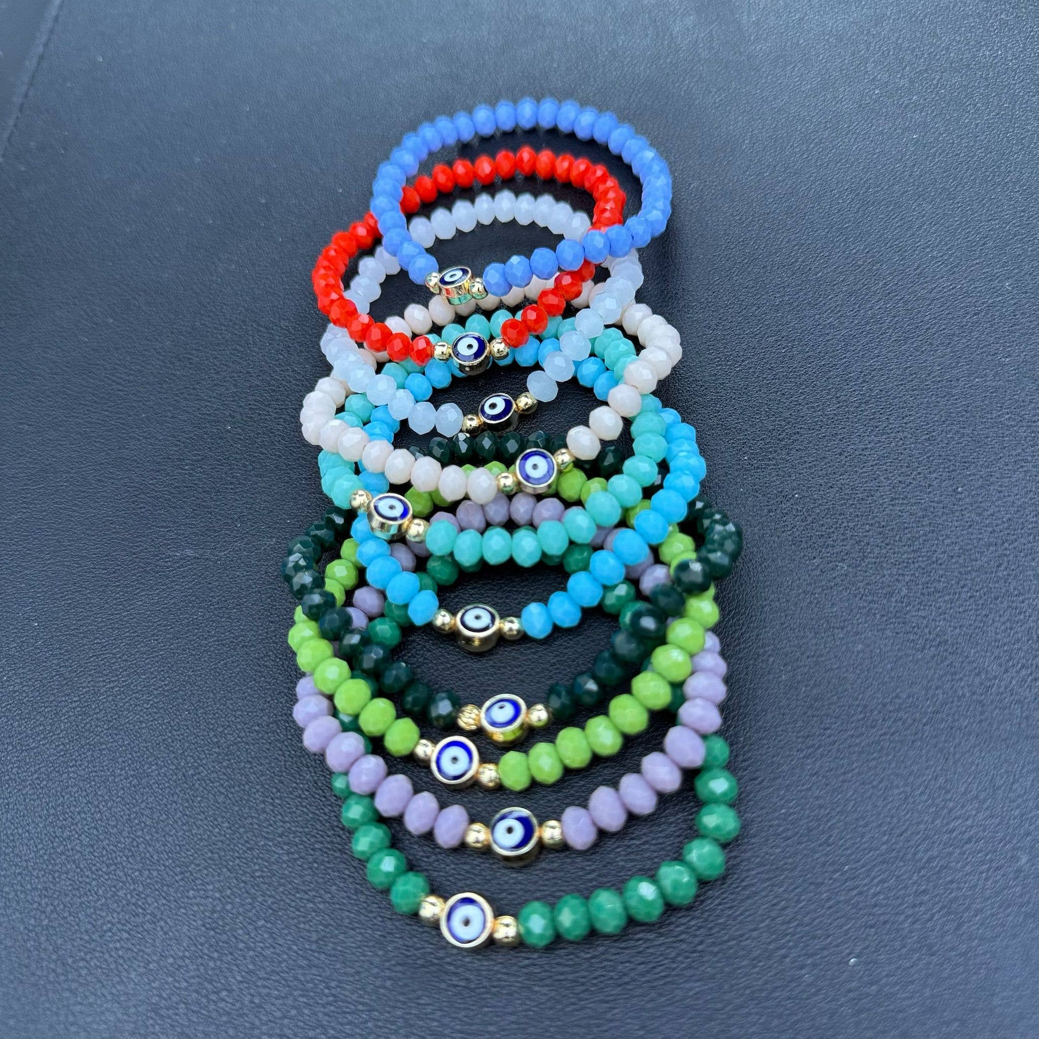 Loli - Wholesale Beaded Bracelet - Stretchy Bracelet  |10 Color Mix Set | Evil Eye 6 mm Stone  4