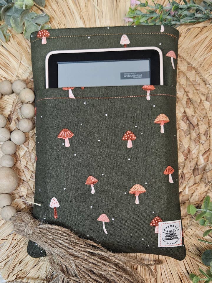 Whimsical Mushroom, Small Book Sleeve, Kindle Sleeve for wholesale by Bookmarks and Daydreams