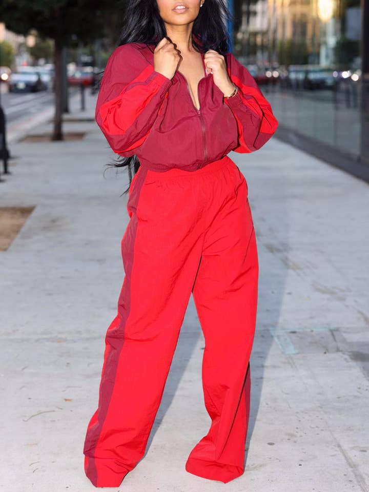 Sports long-sleeved zippered sweatshirt & pants set for wholesale by HIDDENBRAND