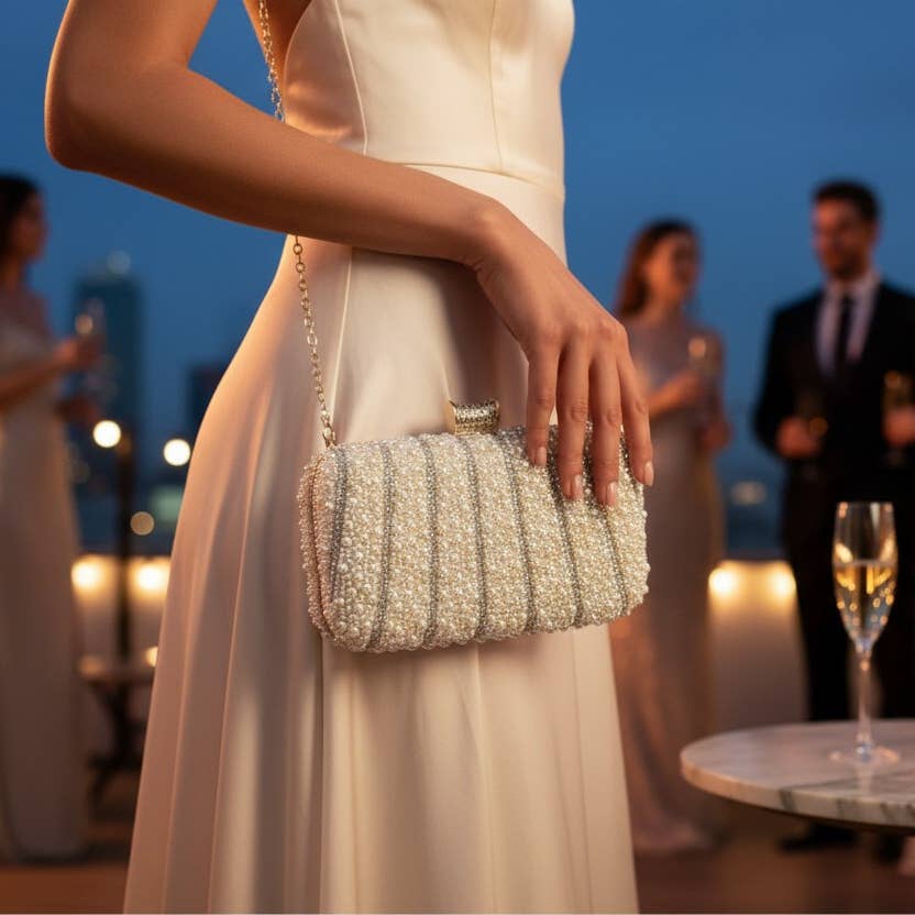 Athena Bridal Jewellery – Engroshandel Clutch - Dame – ATHENA KOLLEKTION - CHIC PERLE CLUTCH TASKE - GULD3