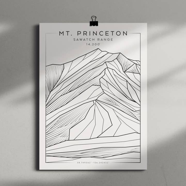 Affiche 9x12 Mont Princeton pour la vente par The Elevated Line LLC